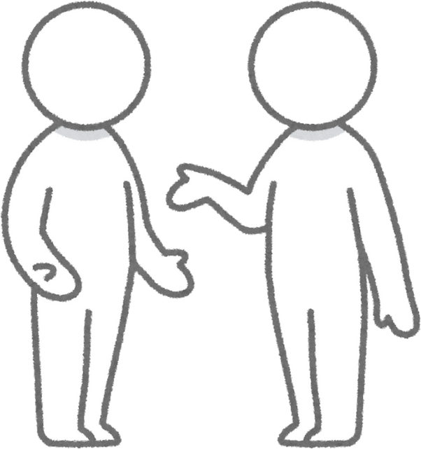 Illustration of Two Stick Figures in Conversation